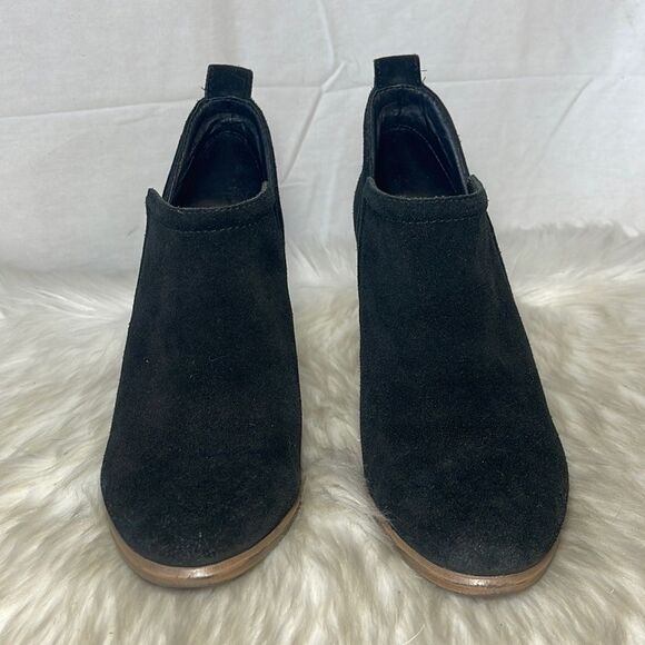 Vince Cameo Francia Black Suede Stacked Heel Booties Sz 6 - Picture 3 of 7